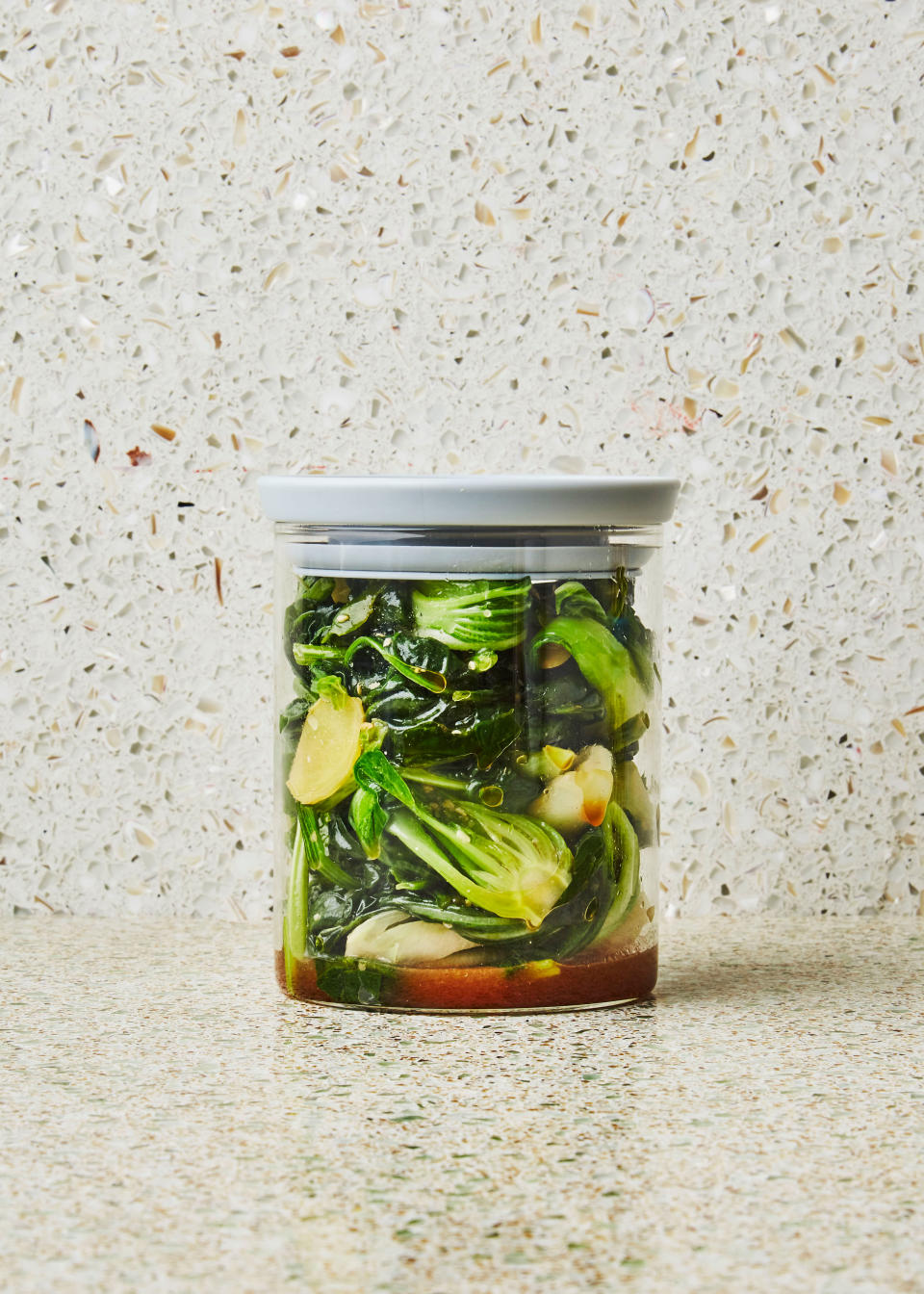 Wilted Spinach and Bok Choy with Grapefruit and Sesame