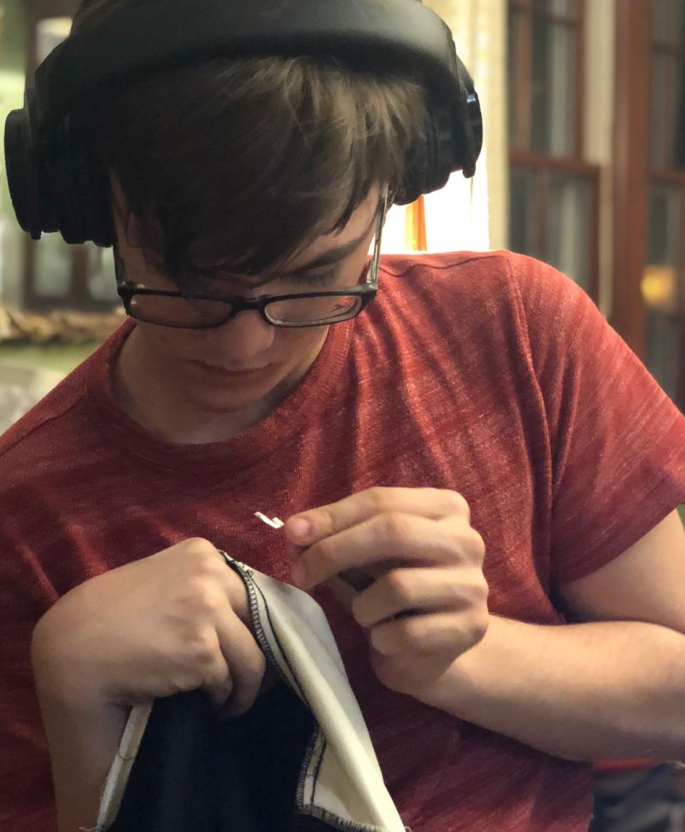 Sixteen-year-old Wyatt Cheatle worked hard on his outfit for prom: A half-suit, half-dress combo. (Photo: Courtesy of Kelly Cheatle)