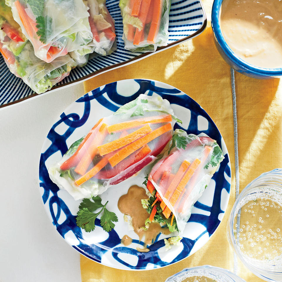 Veggie Spring Rolls with Cashew-Ginger Dipping Sauce