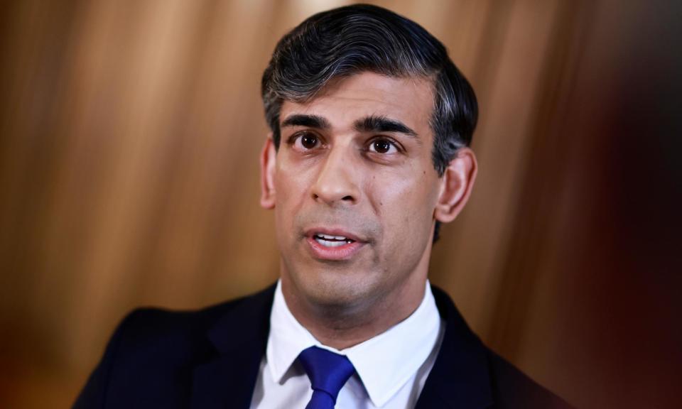 <span>The prospect of a first interest rate cut this year as late as November plays badly for Rishi Sunak.</span><span>Photograph: Benjamin Cremel/AP</span>