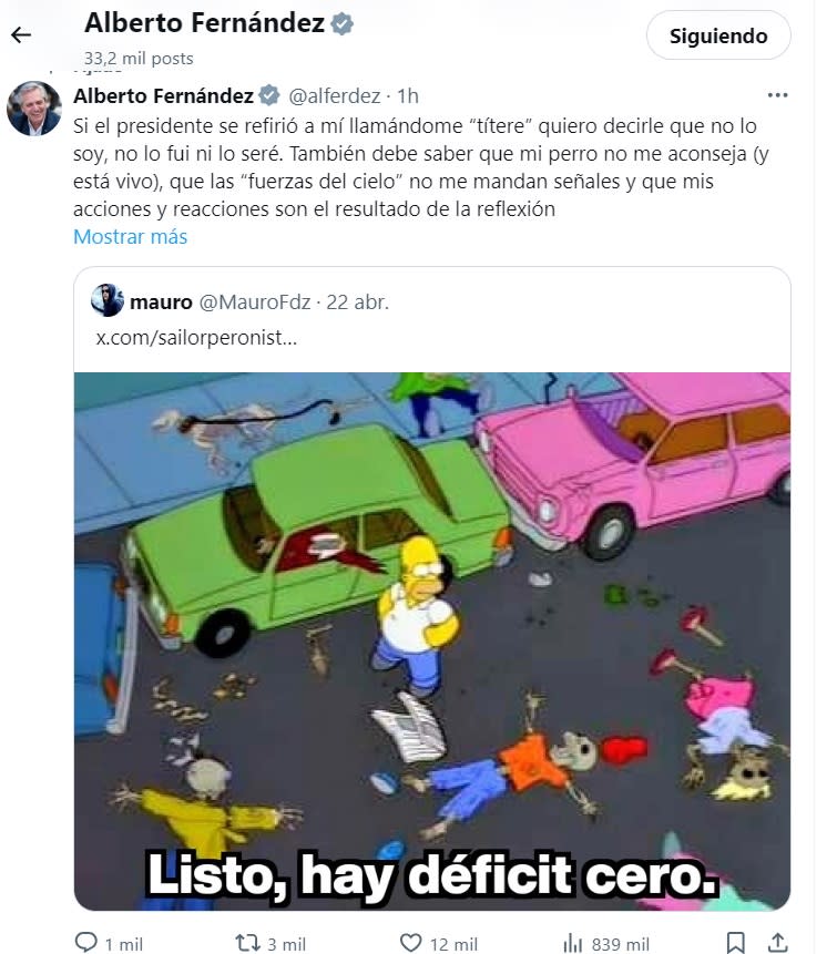 Dura respuesta de Alberto Fernández a Milei