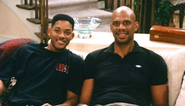 Will Smith with Kareem Abdul-Jabbar on the set of 