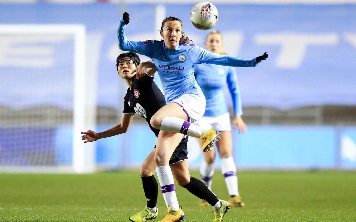 Caroline Weir of Manchester City in action during the Barclays FA Women's Super League match between Manchester City and Bristol City at The Academy Stadium on February 12, 2020 in Manchester, United Kingdom. - GETTY IMAGES