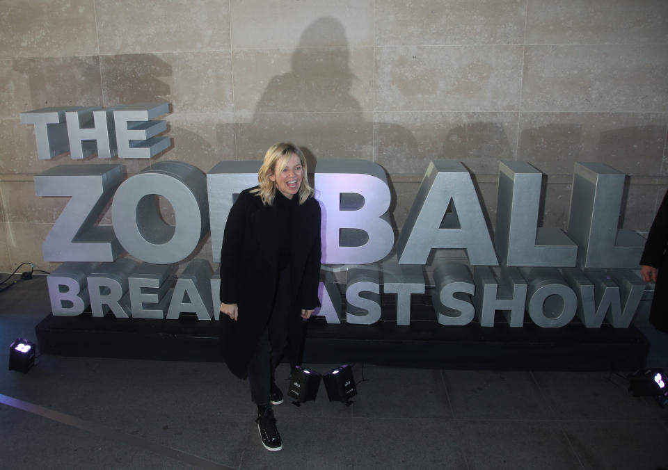 Zoe Ball outside Wogan House in London after her first morning hosting the BBC 2 Breakfast Show. (Photo by Yui Mok/PA Images via Getty Images)