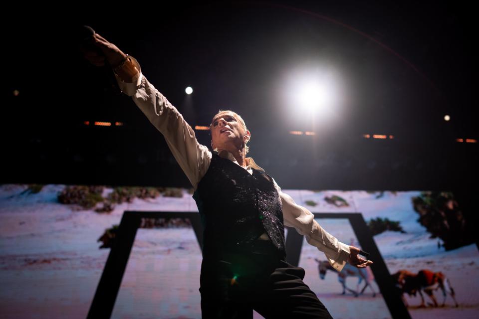 Dave Gahan of Depeche Mode performs during their Memento Mori World Tour concert at Bridgestone Arena in Nashville, Tenn., Thursday, Oct. 19, 2023.