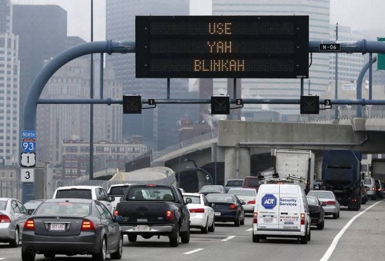 An electronic highway sign is seen on Interstate 93 in Boston in this file photo.