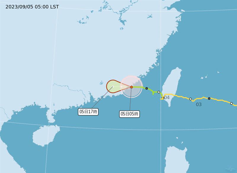 海葵颱風已經離開臺灣本島。（圖／翻攝自中央氣象局）