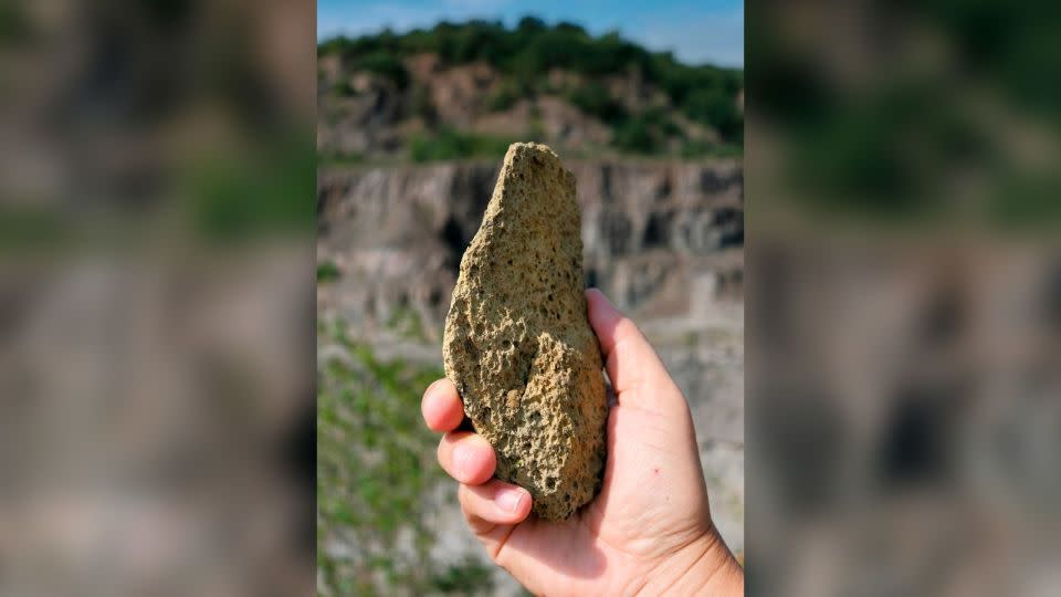 A stone tool found at Korolevo, an archaeological site in Ukraine, shows ancient humans had plenty of hard rock with which to work. - Roman Garba