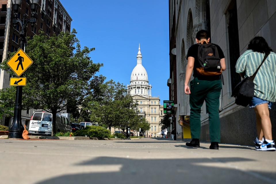 Foot traffic along Michigan Avenue on Wednesday, June 21, 2023, in downtown Lansing.