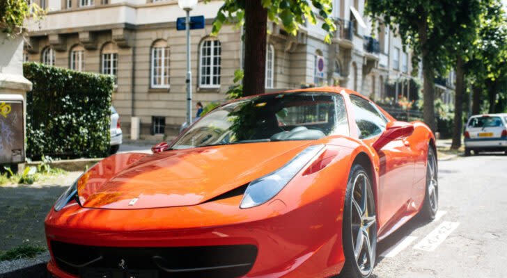 Ferarri car on the streets of France.