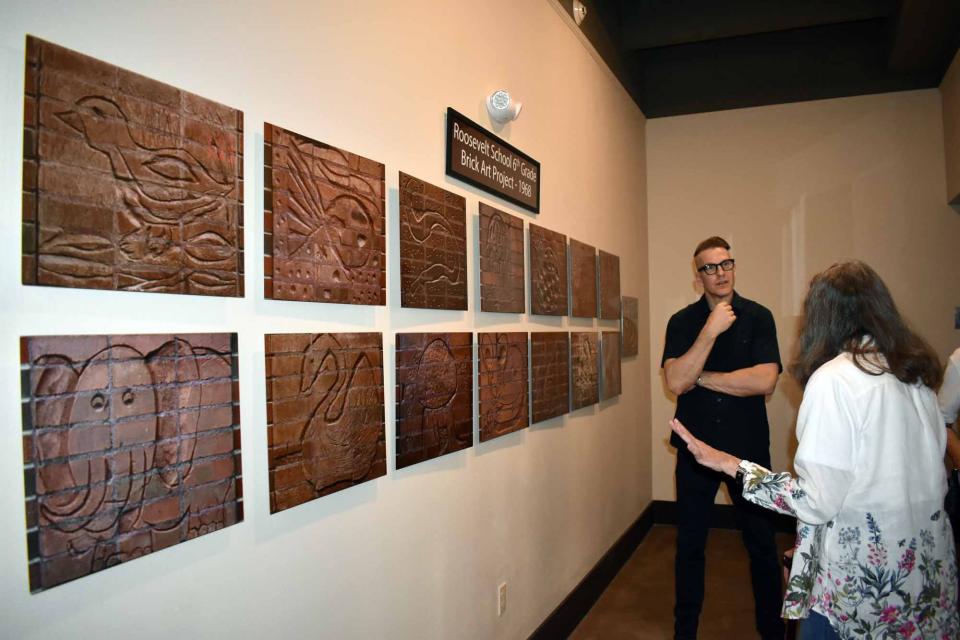 When an addition was constructed at Roosevelt in the 1960s, sixth-grade students created clay animals, which were incorporated into the brick walls. A photo display of those creations are in the hallway at The Roosevelt, and the original artwork is still incorporated in the walls of some of the condos.