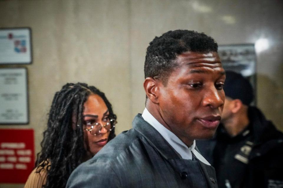 PHOTO: Actor Jonathan Majors arrives at court for his domestic assault trial, Tuesday, Dec. 5, 2023, in New York. Majors was charged last spring for allegedly assaulting his then-girlfriend during an argument. (Bebeto Matthews/AP)