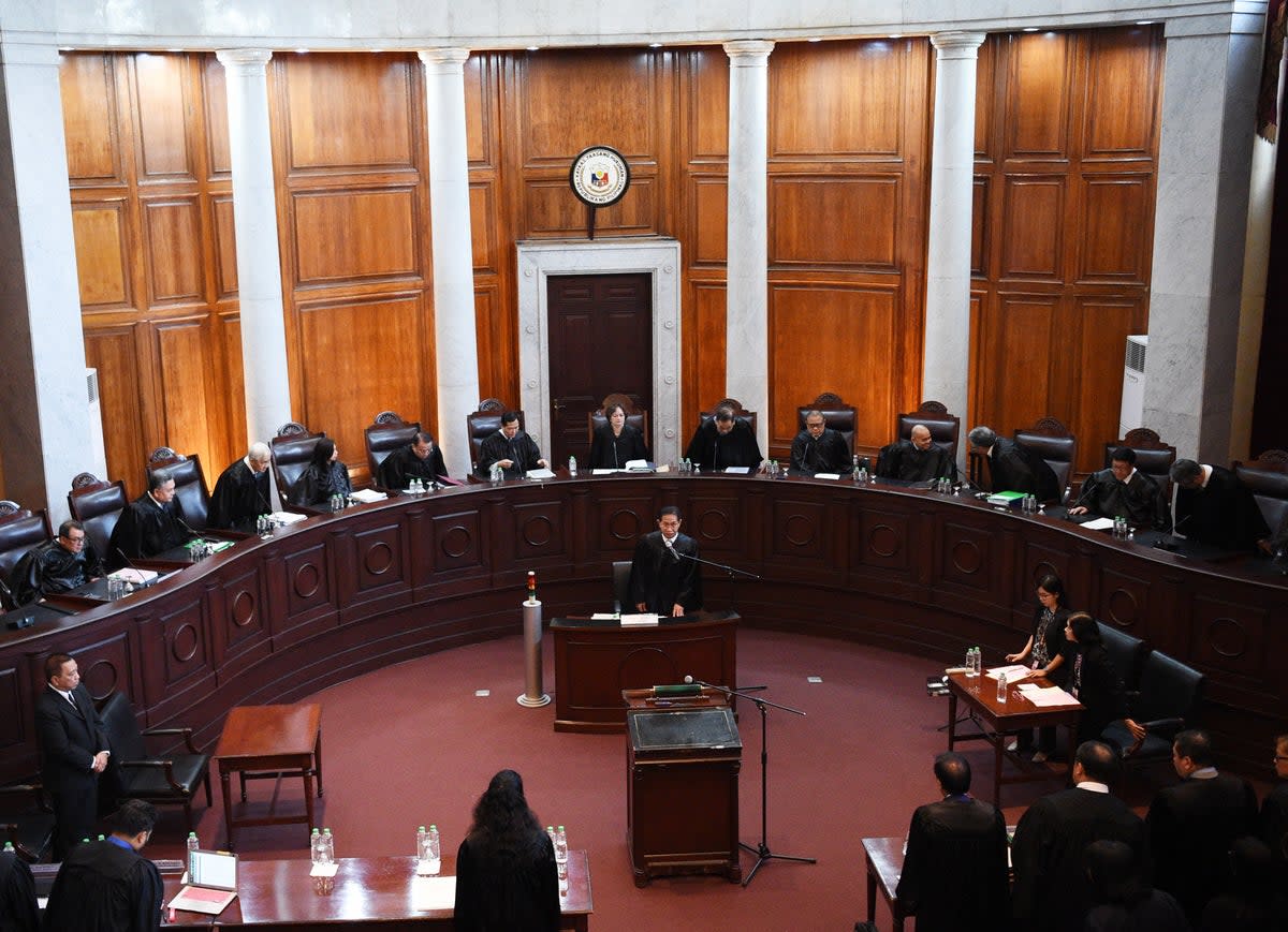 File: Members of the Supreme Court of the Philippines on 28 August 2018 (AFP via Getty Images)