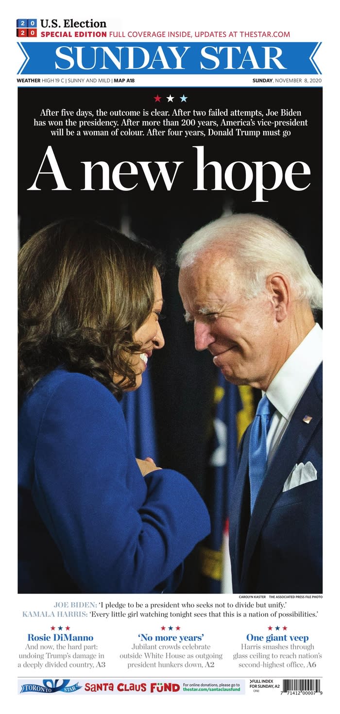 Biden wins: World papers A1s