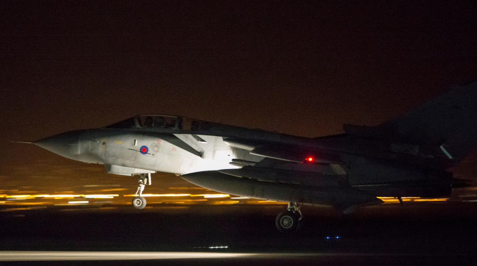 U.S., British and French forces launch airstrikes on Syria