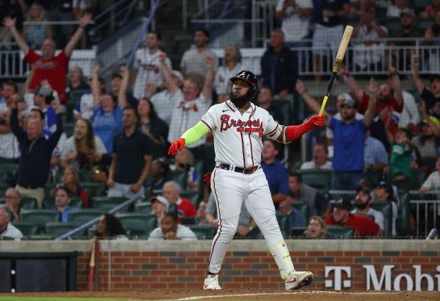 Ronald Acuña Jr. with his son  Atlanta braves baseball, Braves baseball,  Atlanta braves