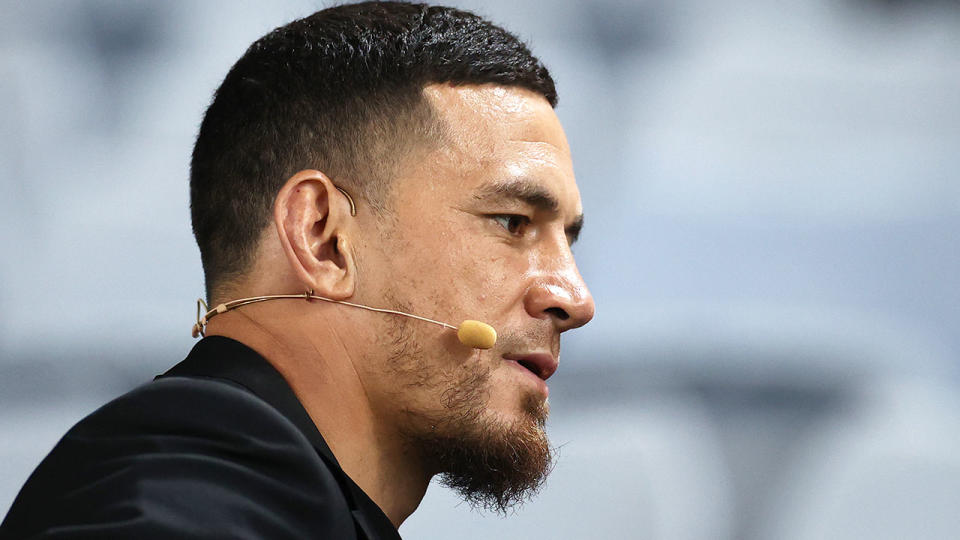 Seen here, Sonny Bill Williams performing commentary duties for television.