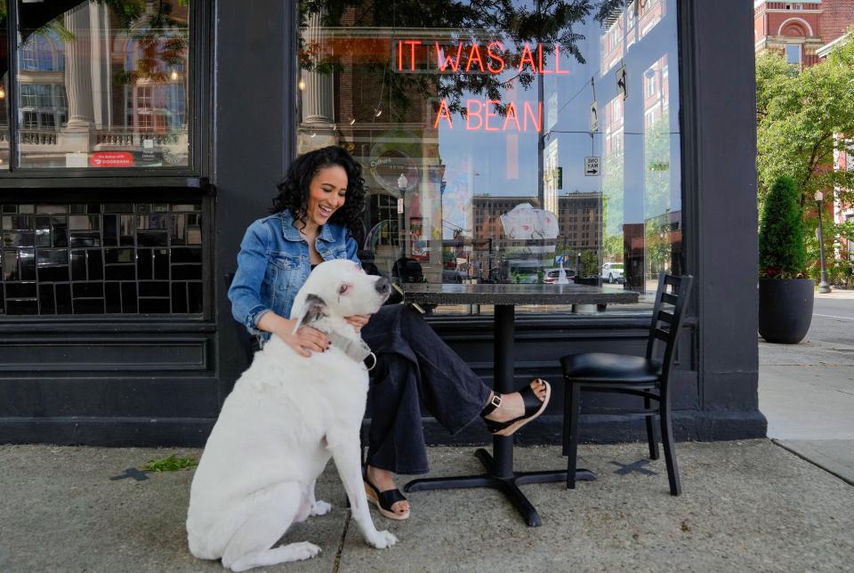 Annie Burke and her dog Zeus live near blaCk Coffee Lounge on Elm Street.
