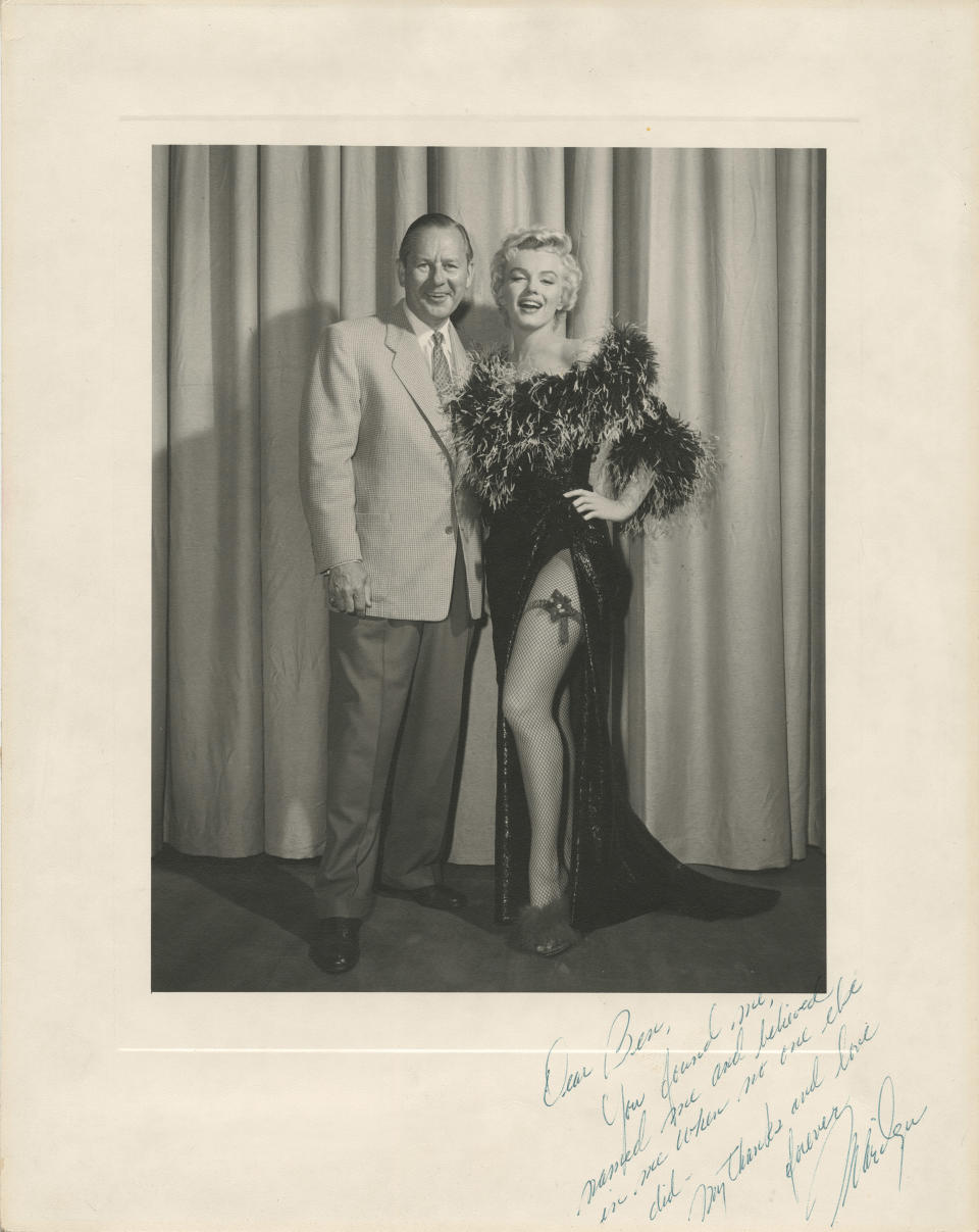 An autographed photograph of Marilyn Monroe and Ben Lyon