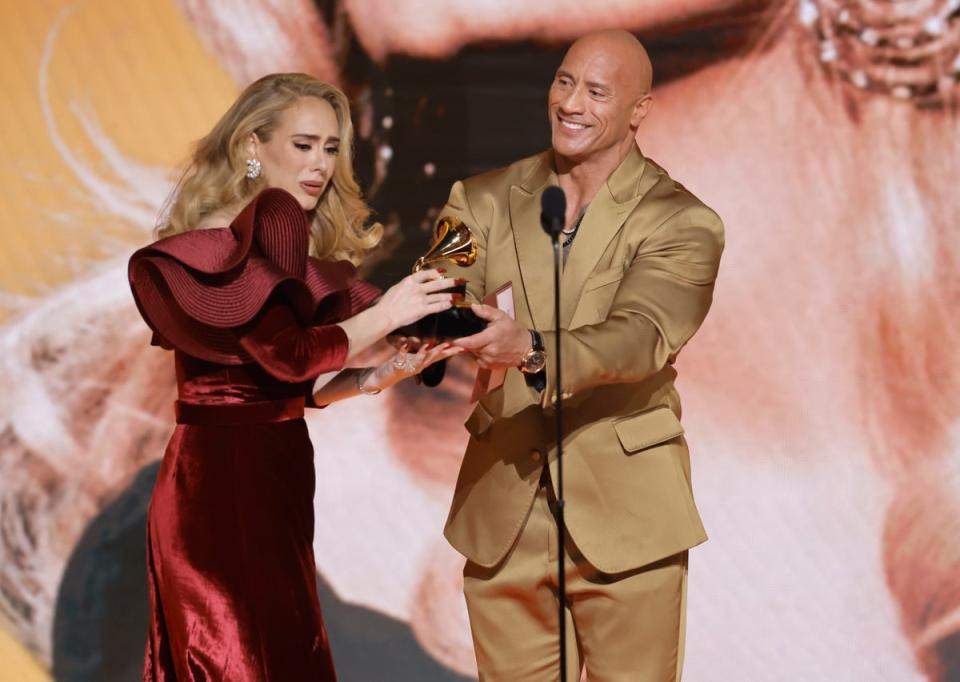 Adele and Dwayne Johnson (Getty Images for The Recording A)