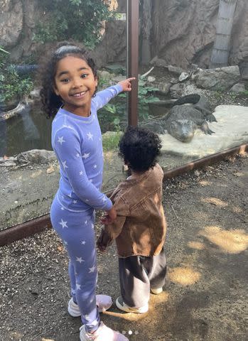 <p>KhloÃ© Kardashian/Instagram</p> Khloé Kardashian's daughter True and son Tatum meet an alligator