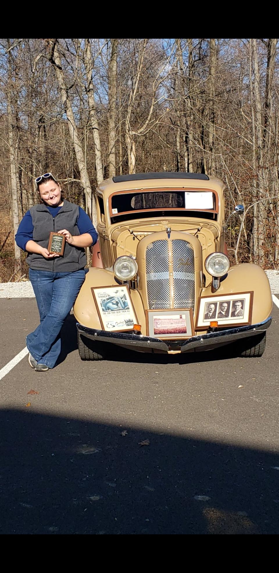 The Walls' family Graham automobile at a car show.