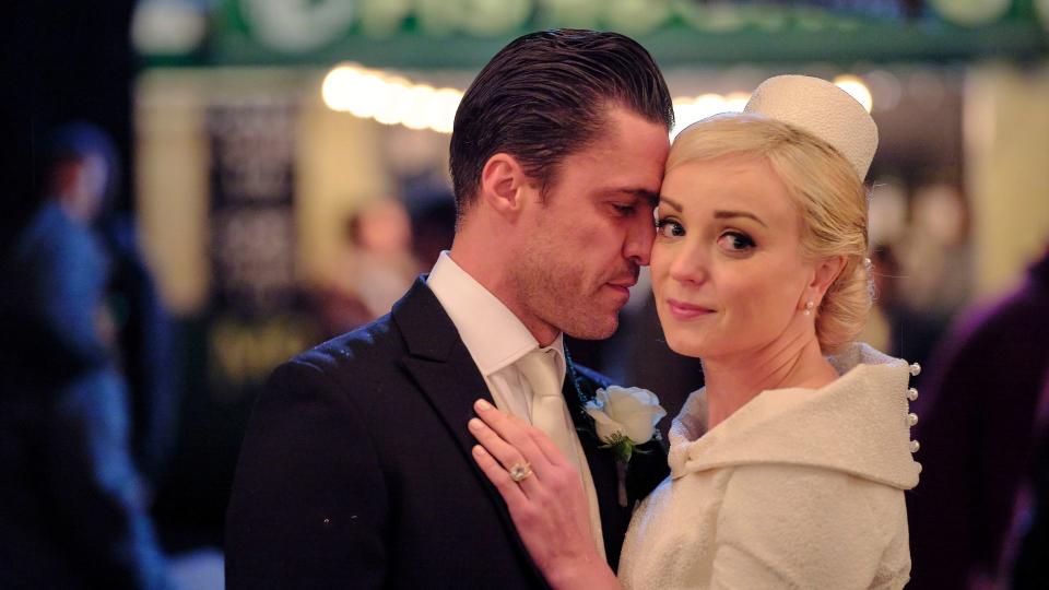 Matthew and Trixie on their wedding day in Call The Midwife