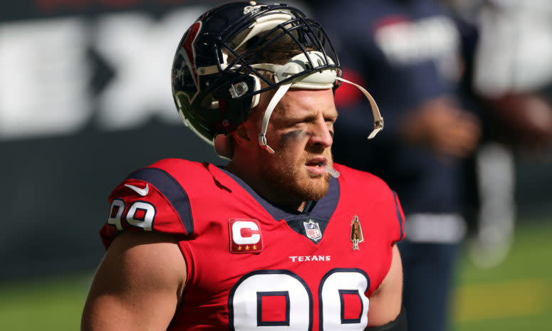 J.J. Watt on the field for the Texans