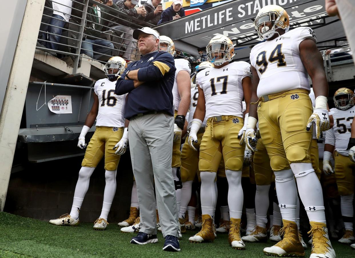 Brian Kelly isn't going anywhere as Notre Dame's coach, per Jack Swarbrick. (Getty)