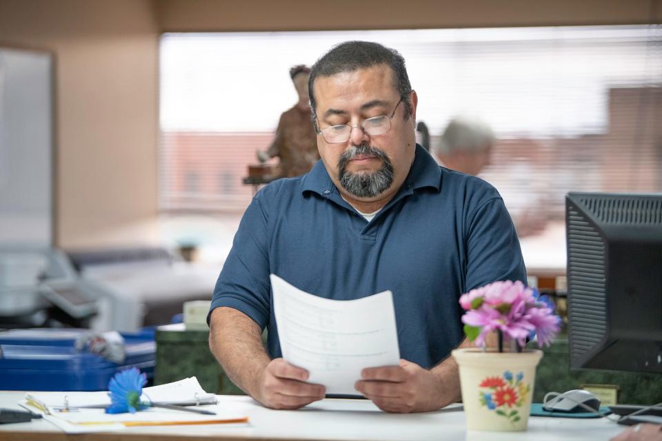 Pueblo County Clerk and Recorder Gilbert "Bo" Ortiz looks over the final tabulations for the 2022 midterm elections on Thursday, Nov. 17, 2022.