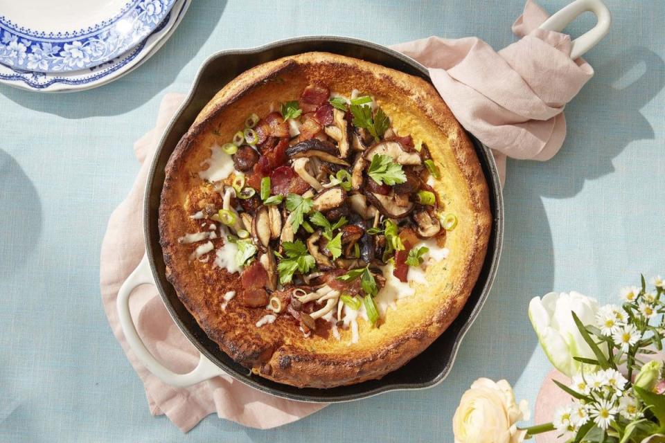 Roasted Mushroom and Bacon Dutch Baby