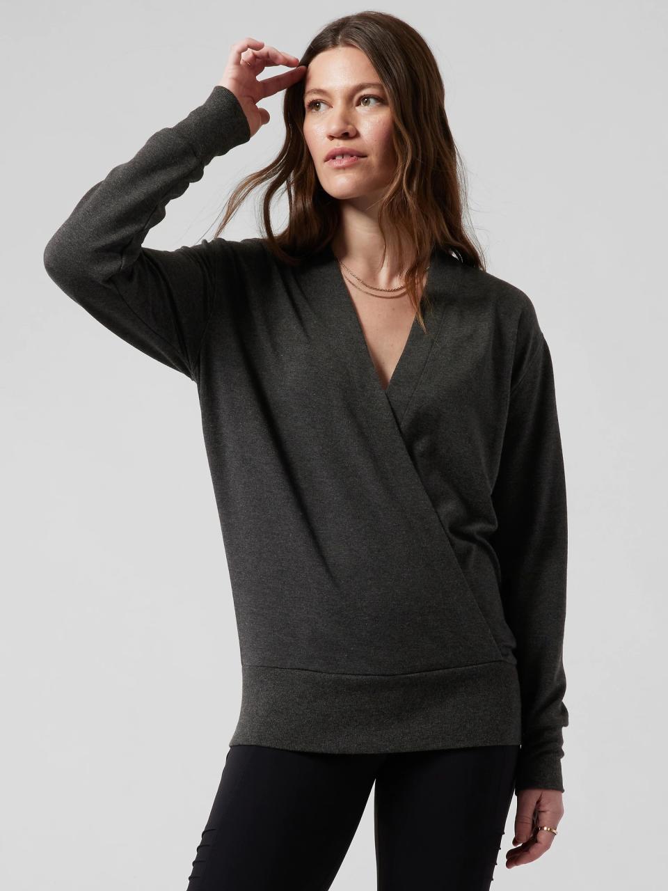 Purana V-Neck Wrap Sweatshirt, gifts for mom