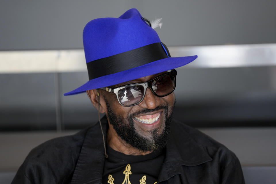 Otis Williams, a vocalist with The Temptations, talks with Motown Museum's Hitsville NEXT programming participants in Detroit, Wednesday, Oct. 4, 2023. (AP Photo/Paul Sancya)