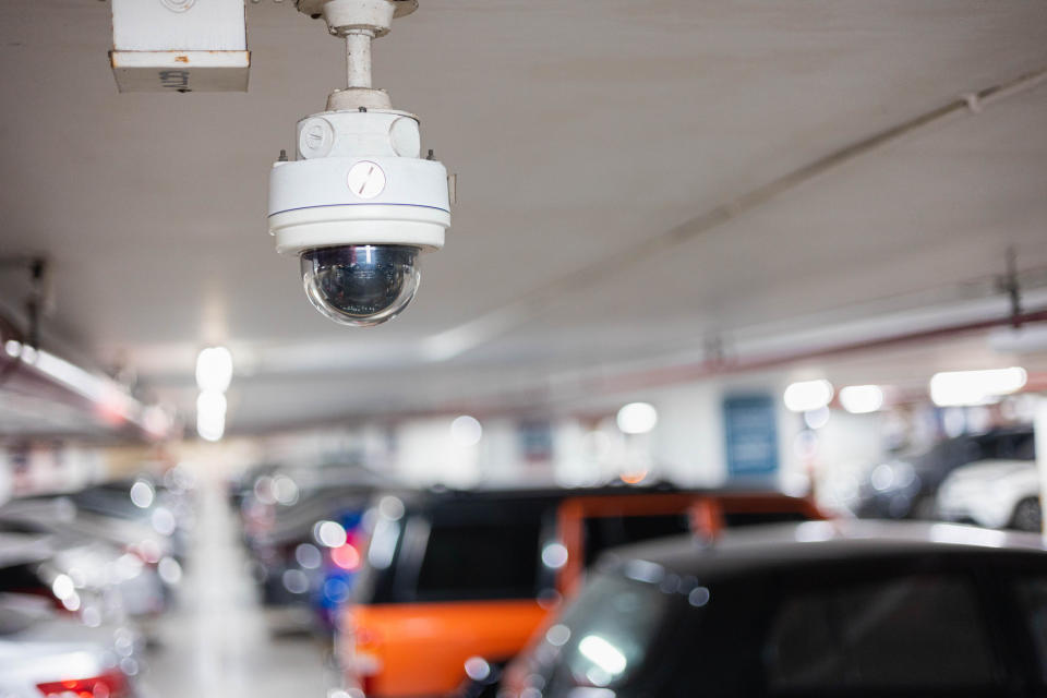 Security camera in a parking lot