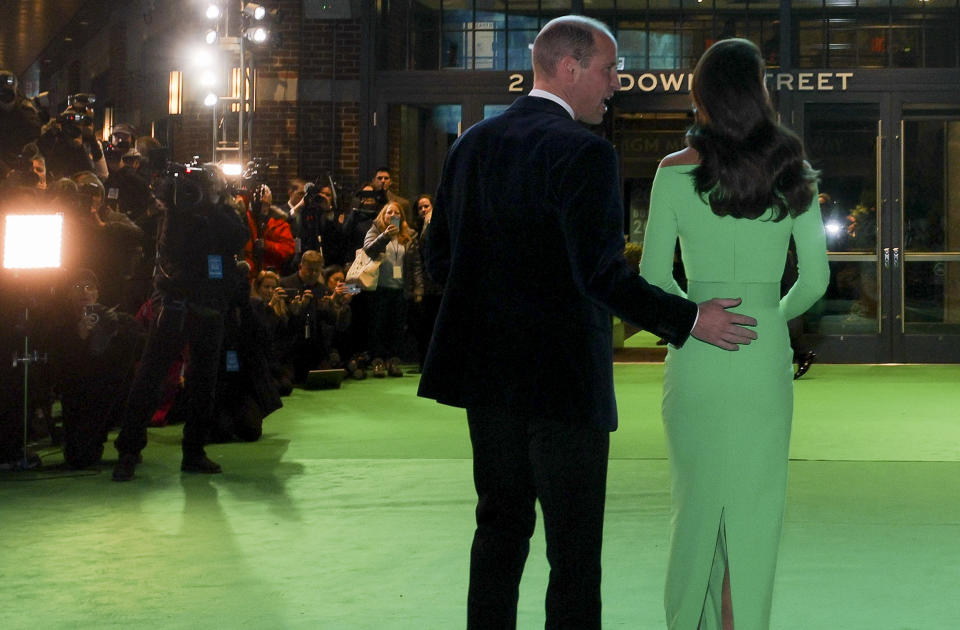 Britain's Prince William, Prince of Wales, and Catherine, Princess of Wales, attend the second annual Earthshot Prize Awards ceremony at the MGM Music Hall at Fenway, in Boston, Friday, Dec. 2, 2022. (Brian Snyder/Pool Photo via AP)