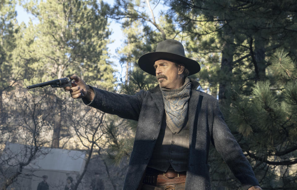 This image released by Warner Bros. Pictures shows Kevin Costner in a scene from "Horizon: An American Saga-Chapter I." (Warner Bros. Pictures via AP)