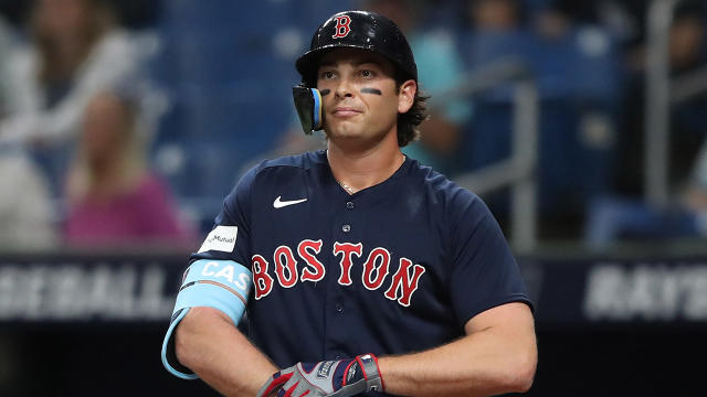 Triston Casas of the Boston Red Sox walks through the batting