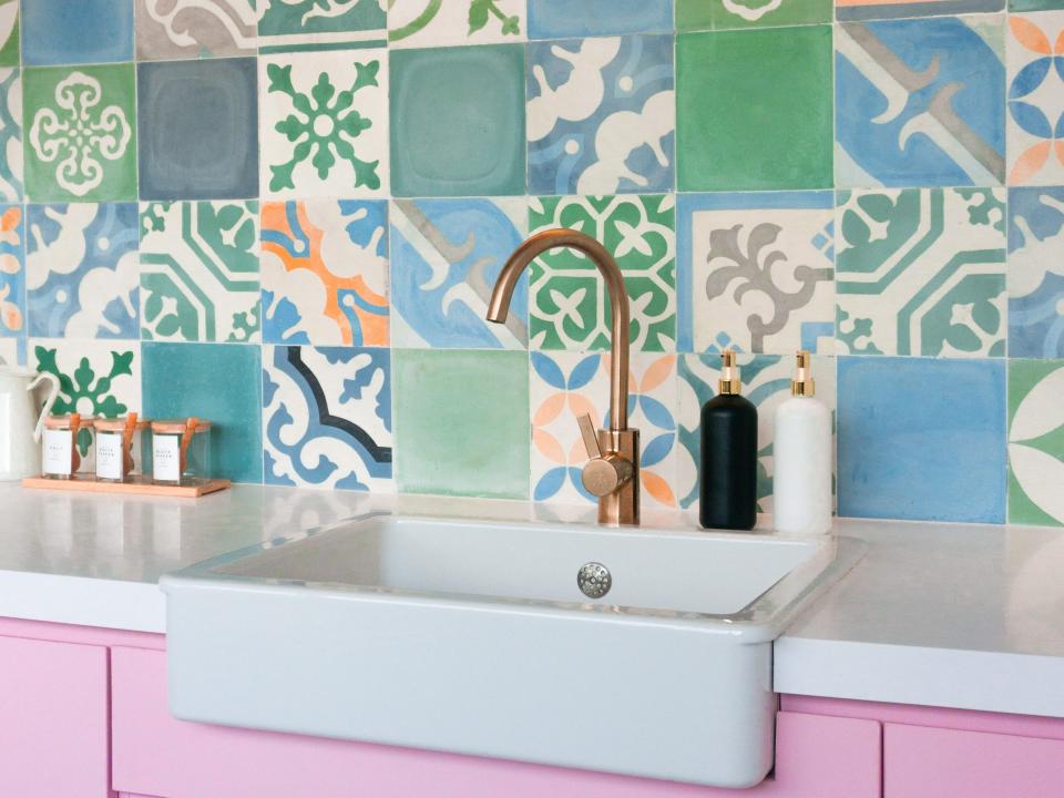 Colorful backsplash.