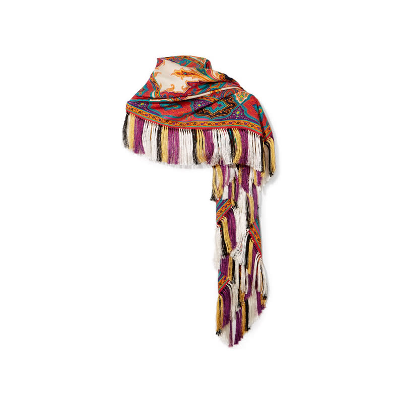 <a rel="nofollow noopener" href="http://rstyle.me/~9VSh3" target="_blank" data-ylk="slk:Fringed Printed Silk-Twill Scarf, ETRO, $1500;elm:context_link;itc:0;sec:content-canvas" class="link ">Fringed Printed Silk-Twill Scarf, ETRO, $1500</a>