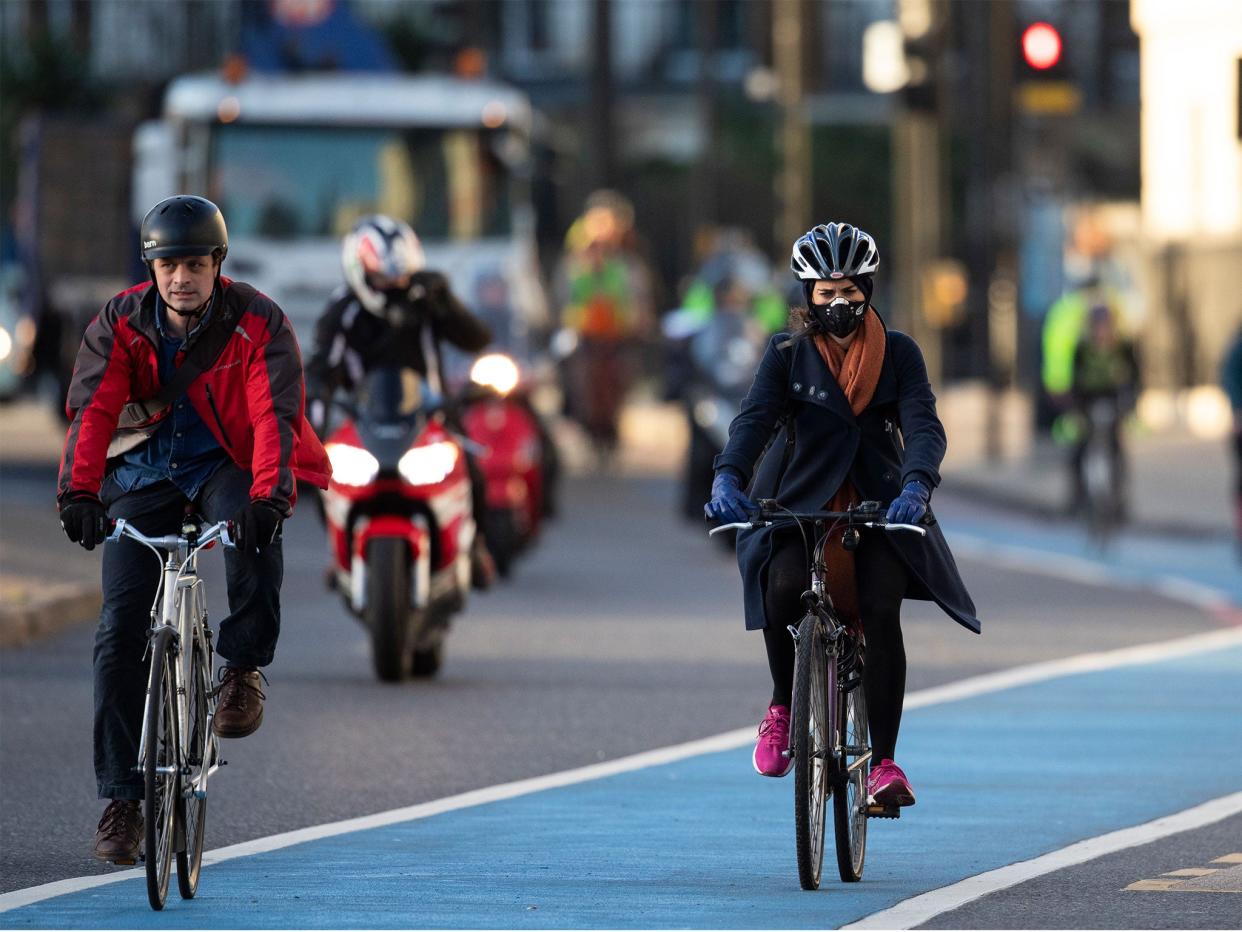 Cyclists using a 'superhighway' in central London: Getty