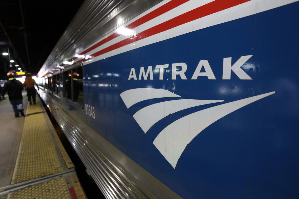 An Amtrak train waits at a platform prior to its departure at Union Station  in Washington, D.C. (Photo: Alex Wong/Getty Images)