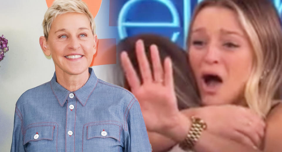 Ellen DeGeneres surprised an engaged lesbian couple on her show. [Photo: Getty/Ellen Show]