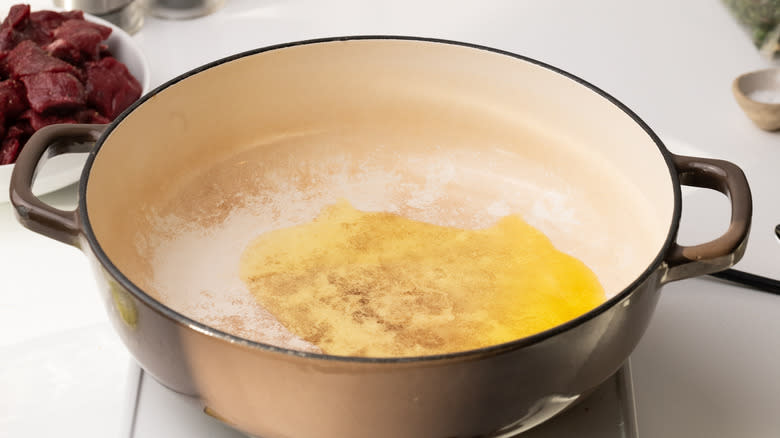 heating oil in a pan