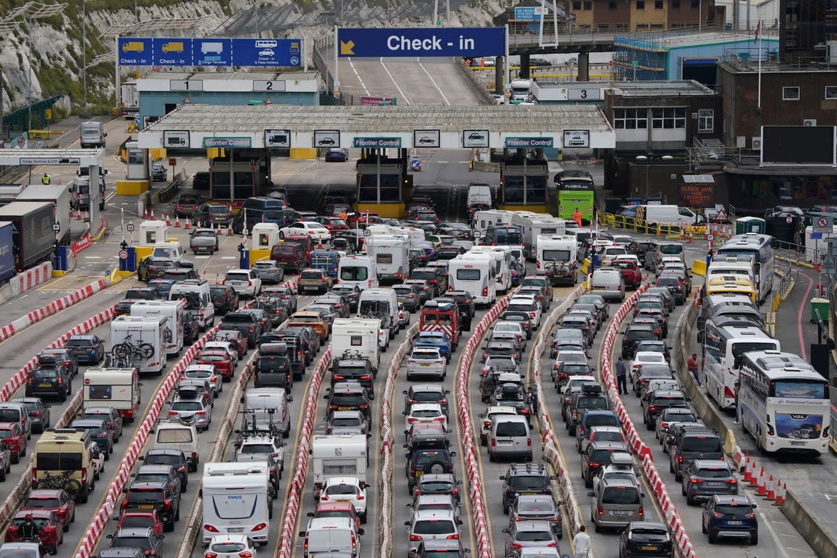 Motorists travelling between Dover and Calais experienced waits of up to an hour for border controls (PA)