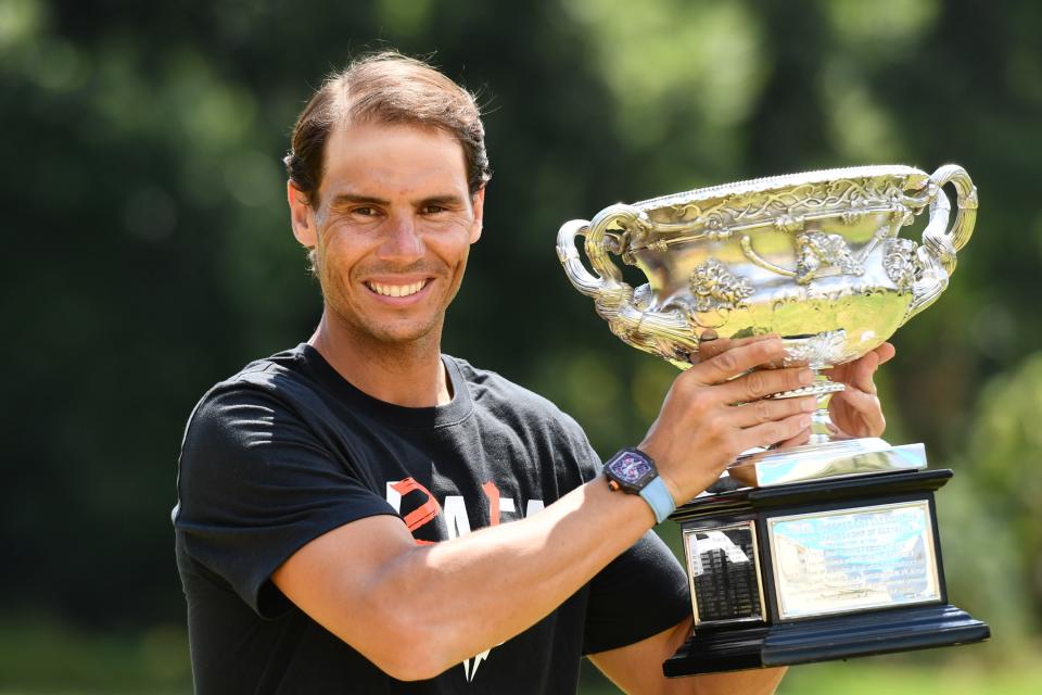 Rafael Nadal, pictured here with his trophy after winning the Australian Open.