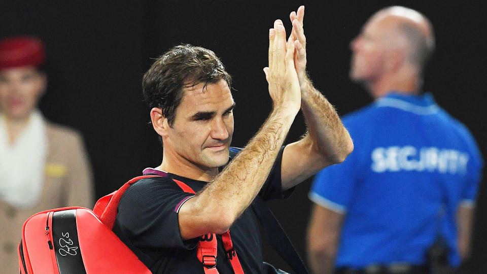 Seen here, Roger Federer salutes the crowd after exiting the 2020 Australian Open.