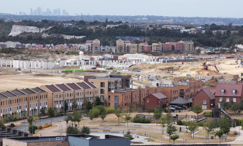 <span>Development of brownfield land at Ebbsfleet. Many new homes have been built, but nowhere near as many as originally promised.</span><span>Photograph: Martin Godwin/The Observer</span>