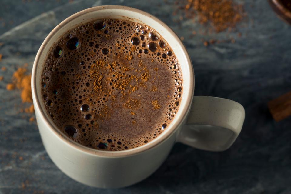 Homemade Mexican Hot Chocolate with Cinnamon.