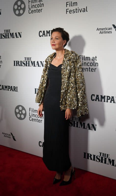 Maggie Gyllenhaal arrives on the red carpet at the NYFF57 premiere of "The Irishman" at Alice Tully Hall on September 27, 2019, in New York City. The actor turns 46 on November 16. File Photo by Bryan Smith/UPI