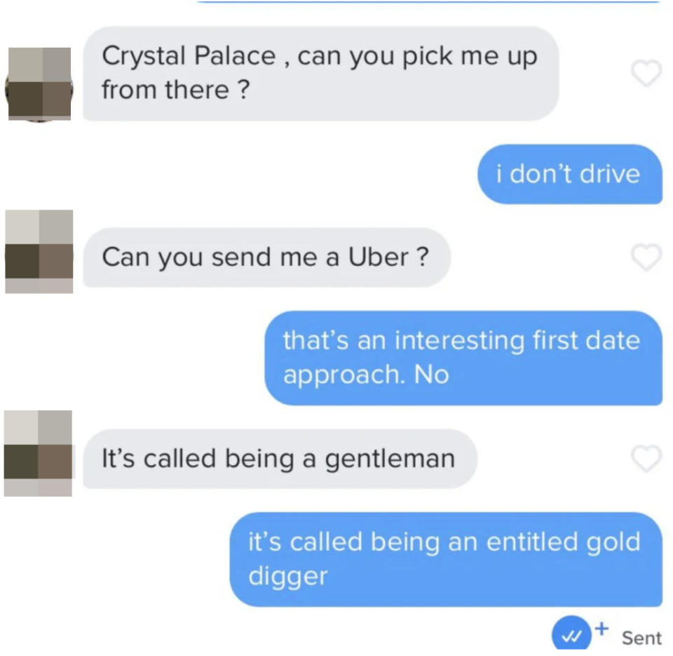 person asking if their date can send them an uber